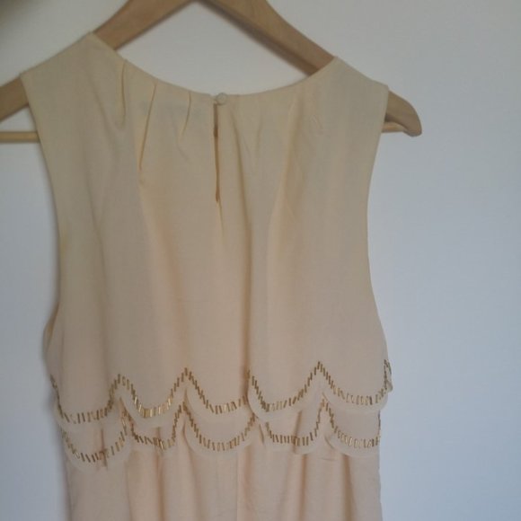 ⚡SALE⚡Ivory Shift Dress w/ Gold Beading - Picture 10 of 12